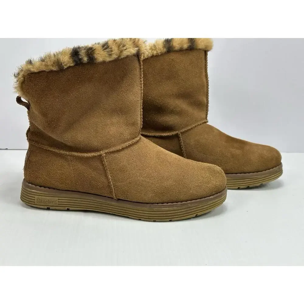 Skechers Boots‎ Womens 7.5 Adorbs Polar Ankle Winter Snow 48627 Brown Suede